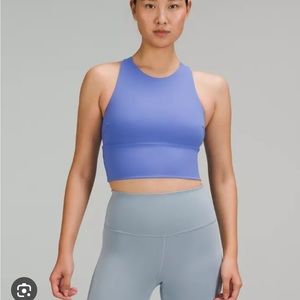 Lululemon logo elastic everlux shelf tank top, size 12, wild indigo